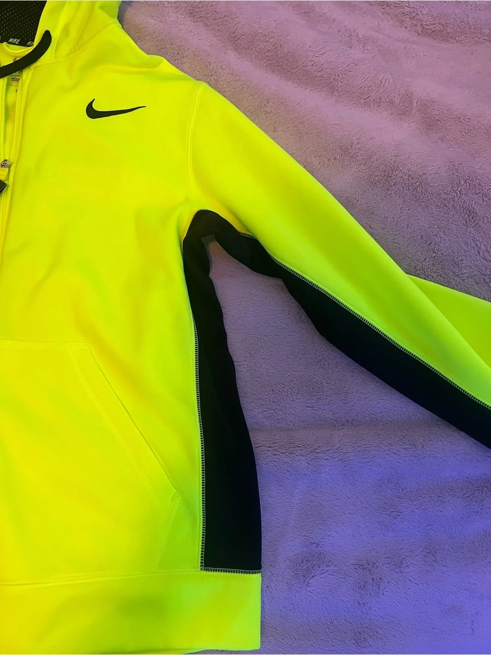 Nike Mens Neon Yellow and Black Full-Zip Therma-Fit Jacket